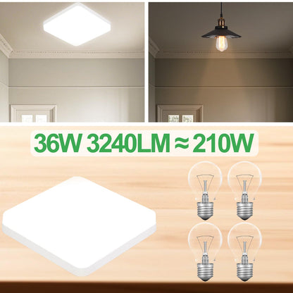 Eyesgood 2 Packs LED Bathroom Ceiling Lights 6500K 36W Square Flush Mount Office Ceiling Light Kitchen Modern White 3240LM IP44 Waterproof for Bedroom Living Room Ultra Thin