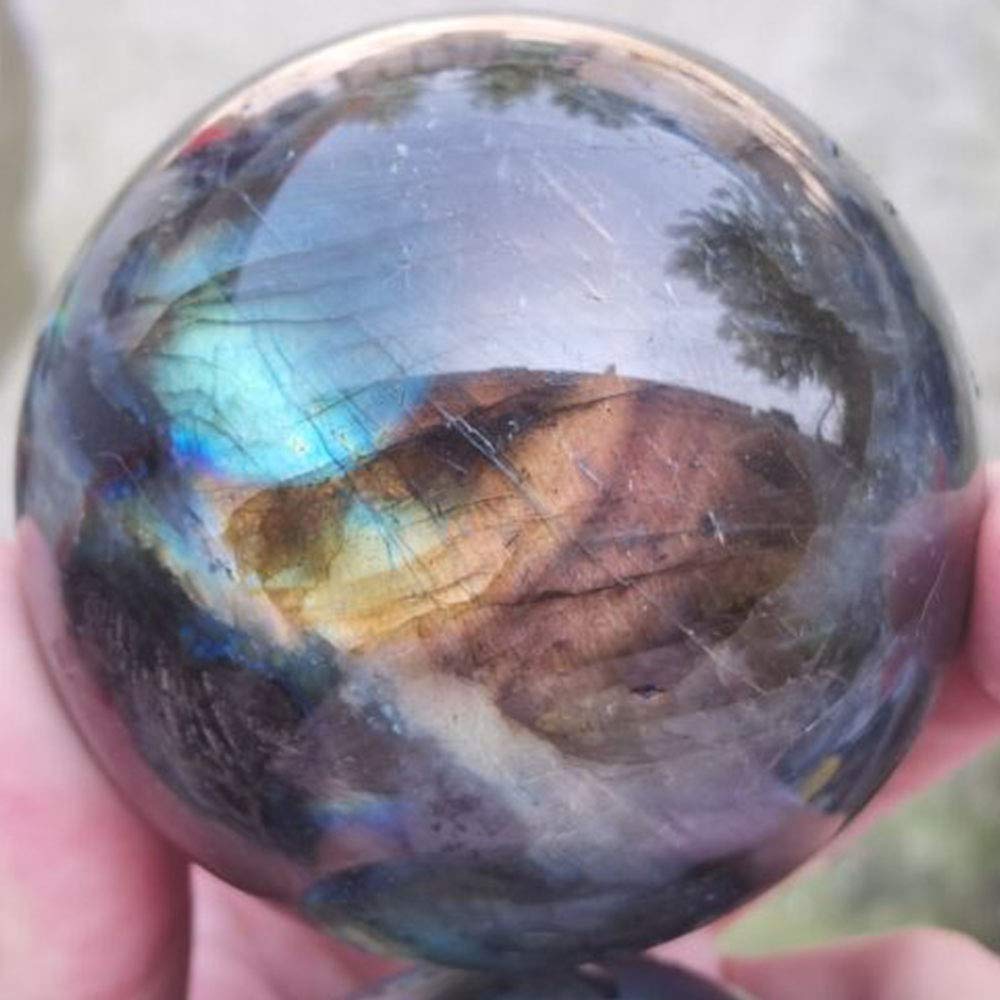 Acxico 1Pcs 60mm Natural Labradorite Quartz Sphere Quartz Crystal Ball Reiki Healing