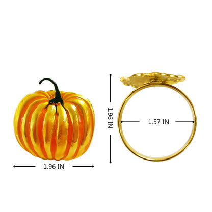 Getfitsoo Thanksgiving Pumpkin Napkin Rings Set of 6, Halloween Napkin Holder, Metal Napkin Rings for Family Gatherings Holiday Party Home Kitchen Dinner Table Setting (Pumpkin)