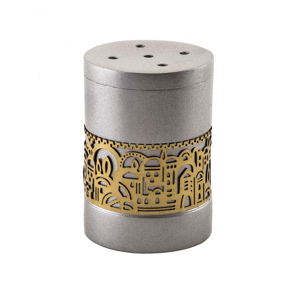 Yair Emanuel Jerusalem Salt Shaker Anodized Aluminum Holy Land Judaica Gift (Gray SAG-1)