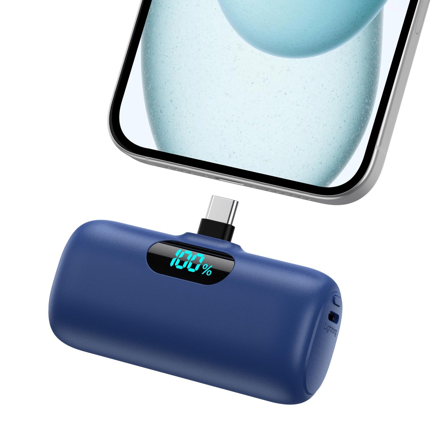 Mini Portable Charger USB C Power Bank,Upgraded 5000mAh PD Fast Charging Battery Pack Built-in USB-C Connector,LCD Display,Compatible with iPhone16,16 Plus,16Pro/Max/15,iPad Pro/Air,Android Phone etc