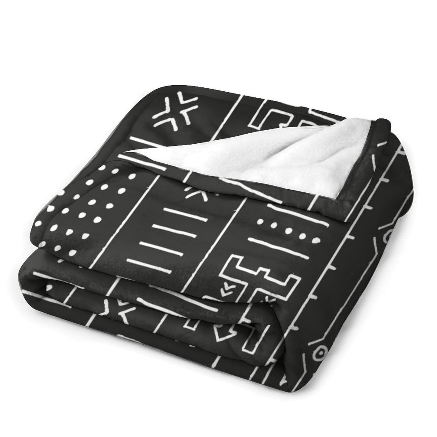ZhiRain Traditional African Geometric Throw Blanket Black and White Tribal Ethnic Blanket for Sofa Bed Couch Chair Or Dorm 50"x60"