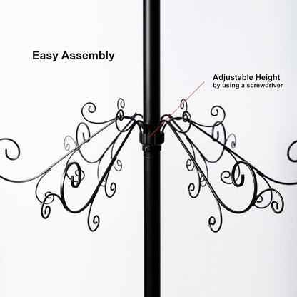 HOHIYA 6.5 Ft Wrought Iron Christmas Tree Alternative 174 Hooks Metal Ornament Display Stand Large Heavy Duty Holiday Decoration Holder for Christmas Halloween Wedding Home Decor Black