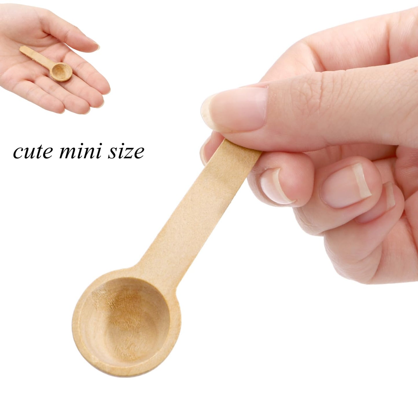 Tebery 60PCS Mini Wooden Spoons Small Bath Salt Spoon Candy Spoon Baby Spoon for Spice Jars Seasoning Honey Coffee