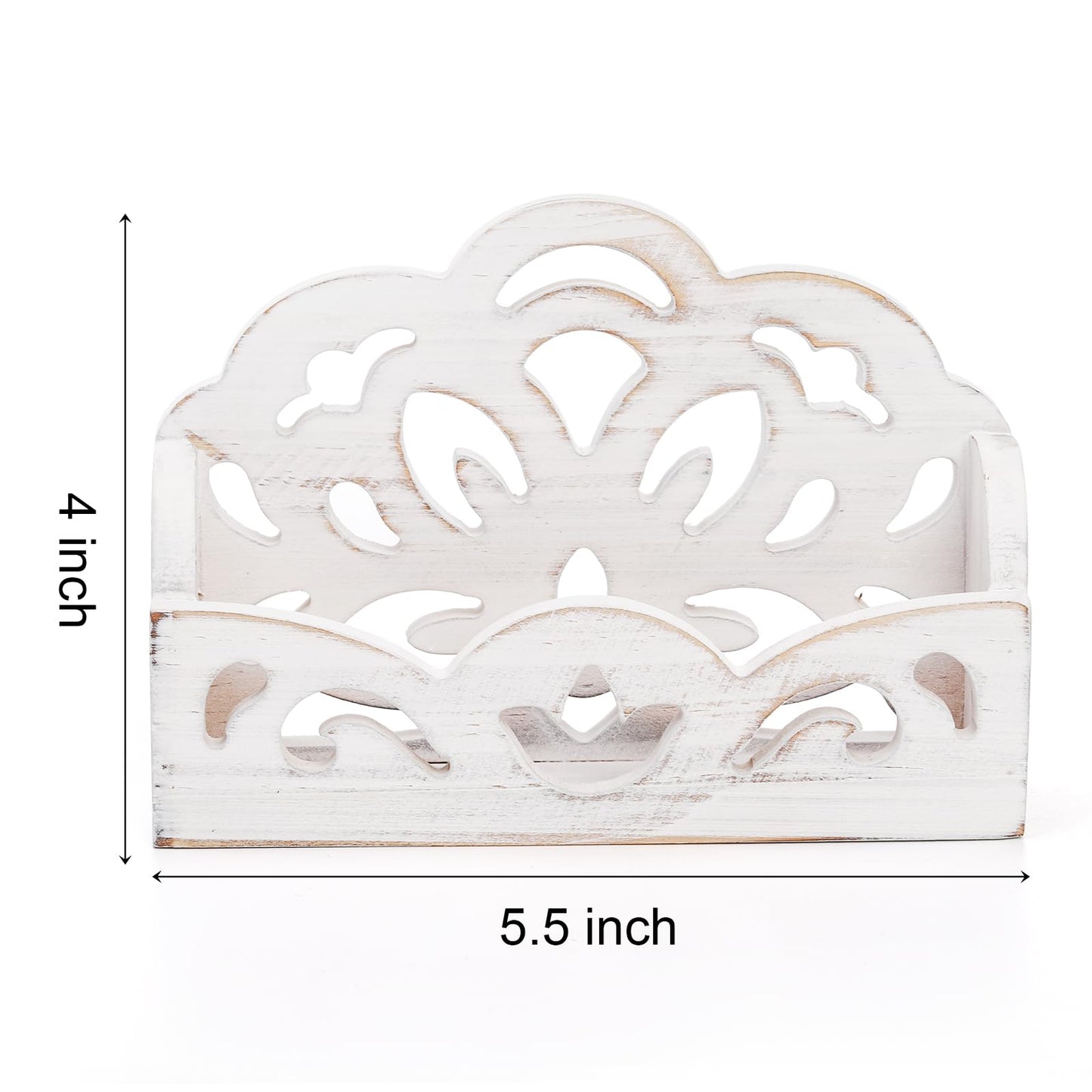 yarlung 2 Pack Vintage Business Card Holder, Shabby Chic White Greeting Card Display Stand, Wooden Open Name Cards Holder for Desktop, Office Trade Receptions, Hollowed Design
