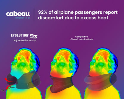 Cabeau Evolution S3 Travel Pillow - Airplane Seat Straps - Ensures Your Head Won't Fall Forward - Relax with Plush Memory Foam - Quick-Dry Fabric Keeps You Cool and Dry (Indigo).., Jet black, S3
