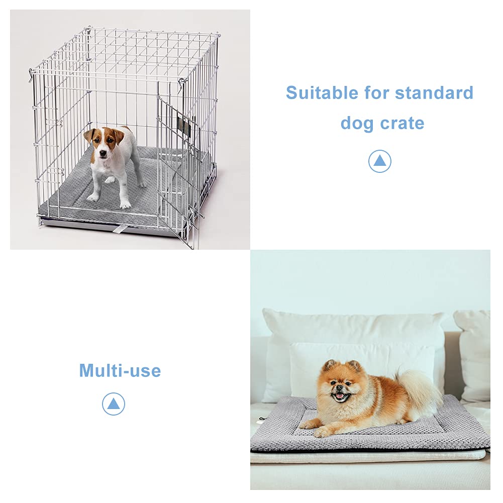 Onarway Dog Bed Mat Medium: Washable Fluffy Dog Bed Cushion for Cats Puppies - M 76x54cm Sherpa Dog Crate Mattress for Medium Pets Grey