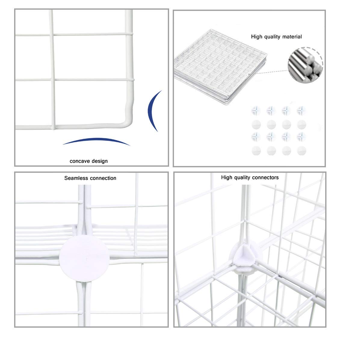 C&AHOME Wire Cube Storage, 6 - Cube Organizer Metal C Grids, Modular Shelves Units, Storage Bins Shelving, Closet Organizer, Ideal for Home, Office, Living Room, 36.6”L x 12.4”W x 36.6”H White