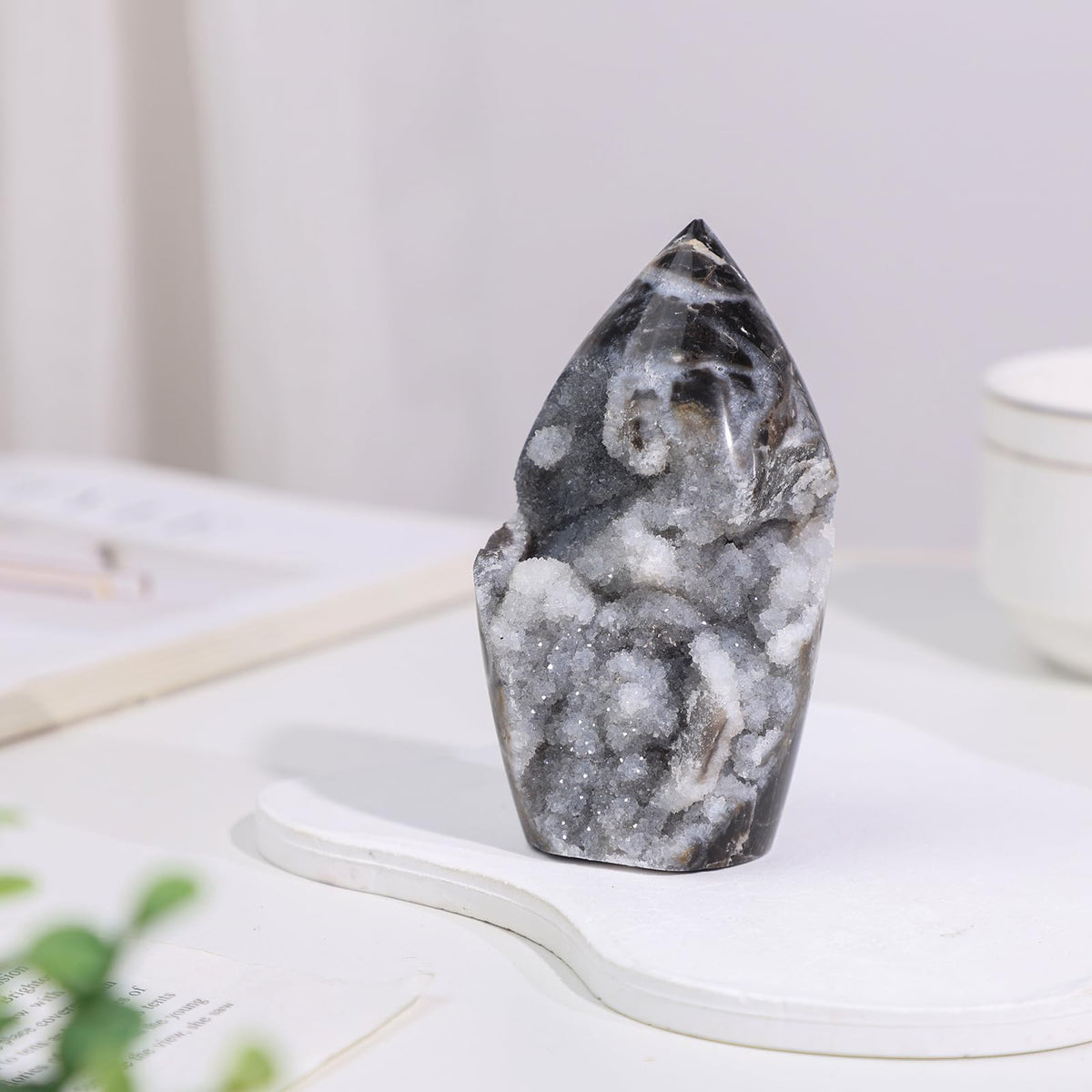 mookaitedecor Natural Sphalerite Geode Tower Crystal Cluster, Self-Standing Stone Point Rock Mineral Specimen for Collection Home Decor, 0.44-0.66 LB