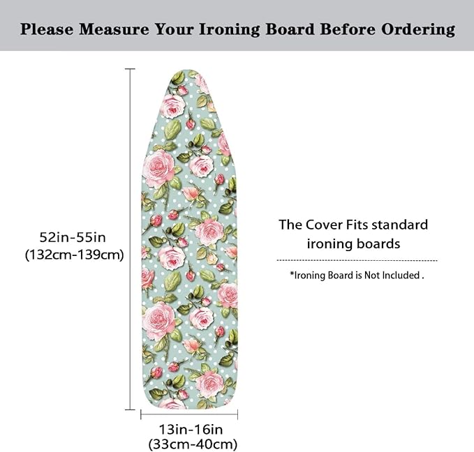 Pink Rose Ironing Board Cover Pad Cover Scorch Stain Resistant Ironing Board