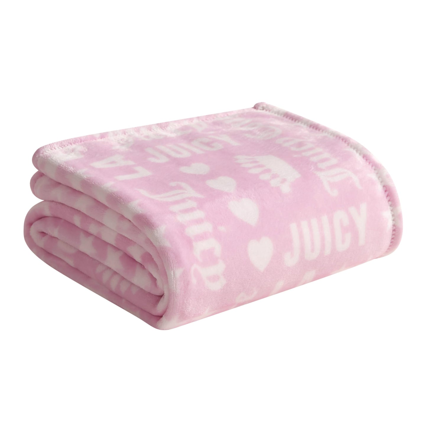 Juicy Couture Luxurious Throw Blanket for Couch - 50” x 70” Inches - Crown Royal Blanket - Plush & Cozy Throw Blanket - Decorative Blankets for Sofas, Throws for Chairs, and Beds – Pink/White