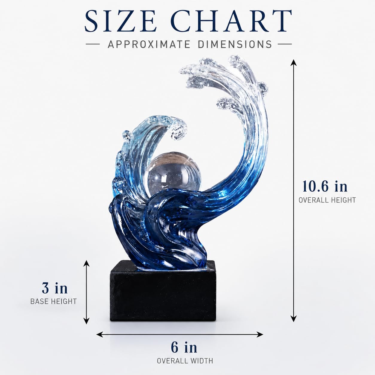 XYQXYQ Modern Abstract Decorative Wave Statue, Gold Abstract Art Home Decor,Crystal Ball Art Wave Resin Sculpture, Office Desk Stand, Dining Table Center Decorative Aesthetics (Blue)