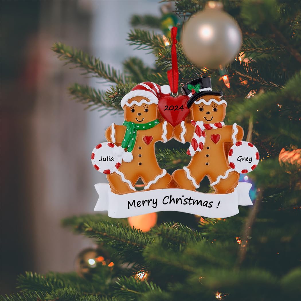 Family of 2 Gingerbread Couple Christmas Ornament Personalized Christmas Keepsake Gifts for Grandparents, Kids, Friends