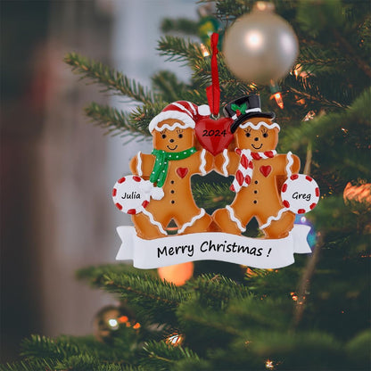 Family of 2 Gingerbread Couple Christmas Ornament Personalized Christmas Keepsake Gifts for Grandparents, Kids, Friends
