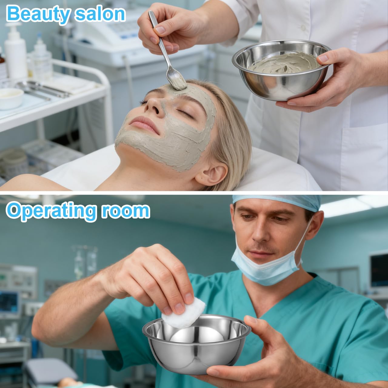 Baluue 2pcs Medical Bowl Bowls Thickened Iodine Cups with Seamless Construction Basin, Medical Stainless Steel Bowls for Sponges Dressings Fluid