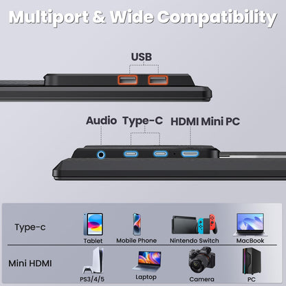 23.8'' Portable Monitor,FHD 1080P 100Hz IPS Laptop Screen Extender,USB-C HDMI Large Office Gaming Second Monitor Extender with Detachable Stand for Mac Windows PS5 Xbox Switch(Built-in Speakers)