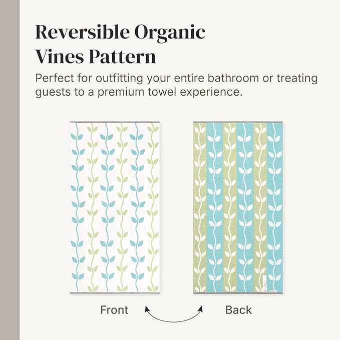 Modern Threads Organic Vines 6-Piece 100% Cotton Towel Set – Yarn Dyed Jacquard