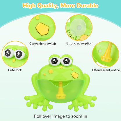 Light Up Baby Bath Bubble Toy with 24 Classical Nursery Rhymes, Automatic Frog Bubble Maker for Kids