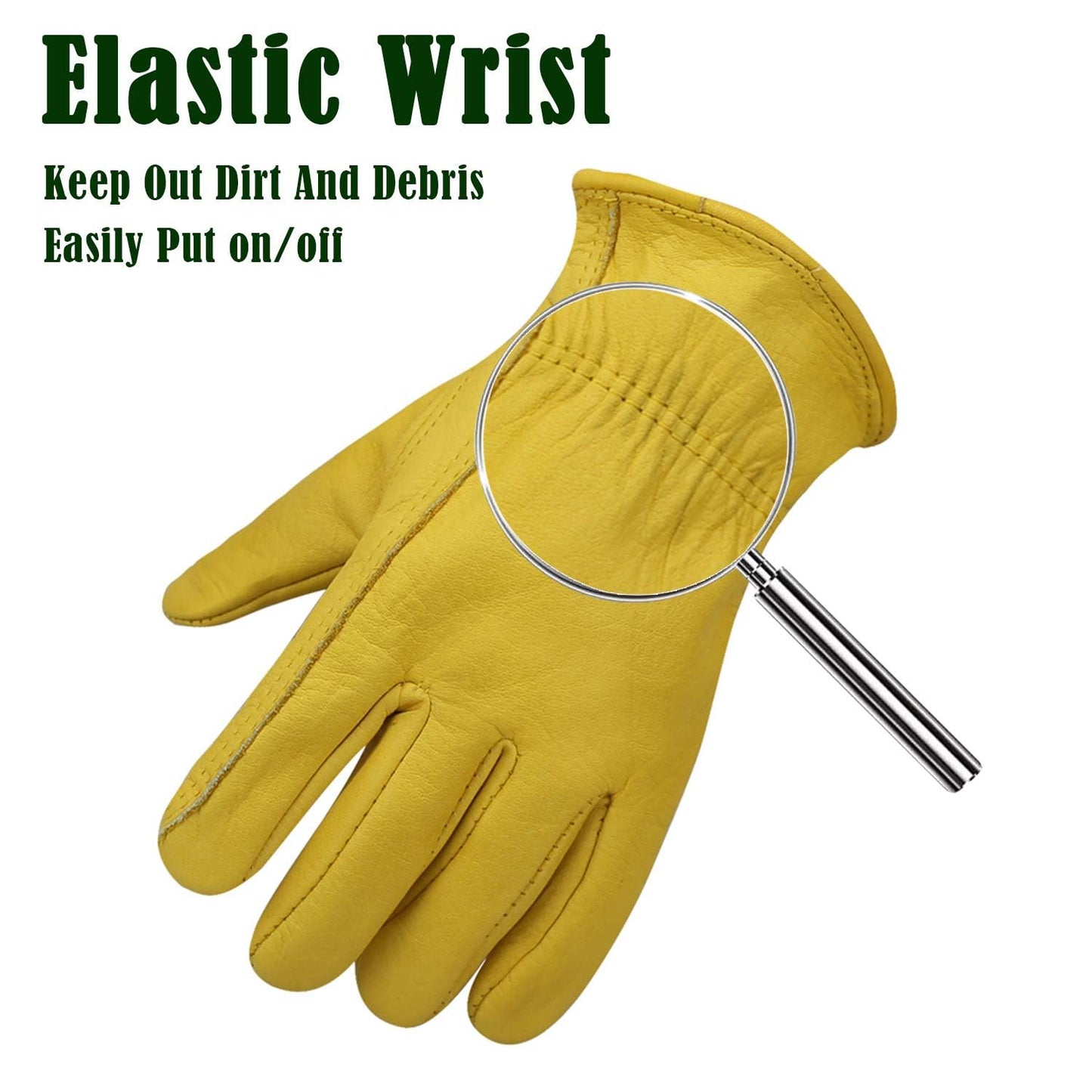 OLSON DEEPAK Cowhide Leather Work Gloves for Men and Women,Gardening Gloves,Driving Gloves (1, Large) …