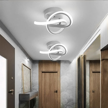 EIDISUNY Ceiling Light LED Lamp 2 Rings Creative Personality Nordic White Ceiling Lighting for Entrance Hallway Lights Ceiling Living Room Cool White Light 22W - White, Cold White Light 6000K
