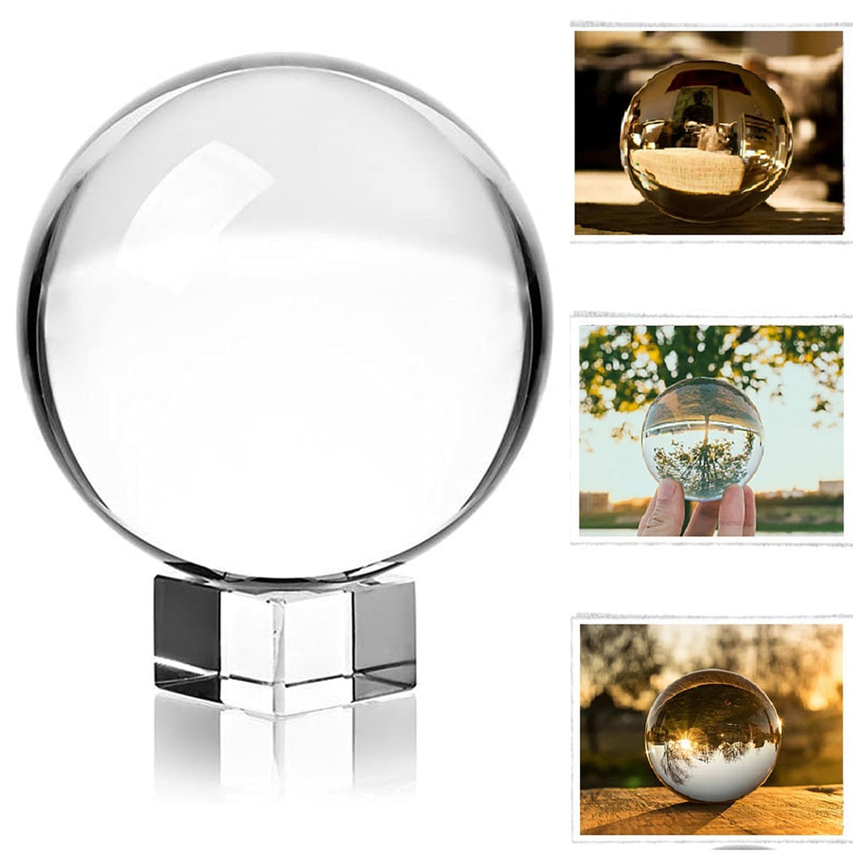 MerryNine K9 Crystal Ball with Stand for Photography Crystal Sphere Lens Crystal Ball(80mm/3.14" with 35mm Stand)