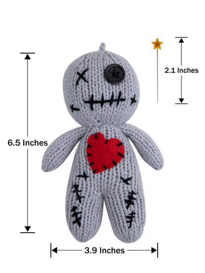 PATYGR 19 Pcs Voodoo Dolls Set with Creepy Doll Halloween Plush Pin Holder Horror Unique Funny Christmas Ornaments Fidget Gift for Adult(Knitwear, Grey)