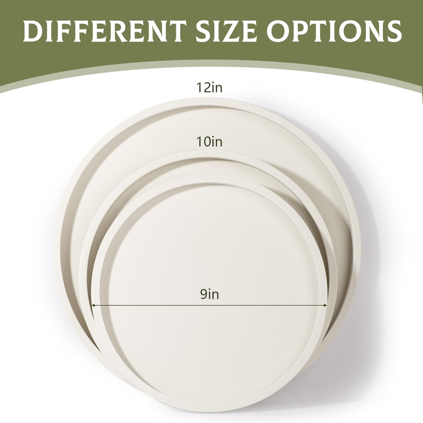 Silicone Bathroom Tray Round Vanity Tray Decorative Soap Holder Kitchen Countertop Organizer Coffee Table Decor for Candle, Perfume, Plant, 10 Inch, Beige