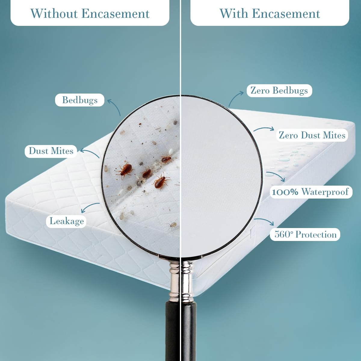 Utopia Bedding Queen Mattress Protector Zippered, 100% Waterproof Bed Bug and Dust Mite Proof Mattress Encasement, Absorbent 6 Sided Mattress Cover