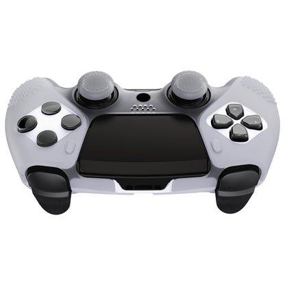PlayVital 3D Studded Edition Anti-Slip Silicone Cover Case for ps5 Edge Controller, Soft Rubber Protector Skin for ps5 Edge Wireless Controller with 6 Thumb Grip Caps - Clear White