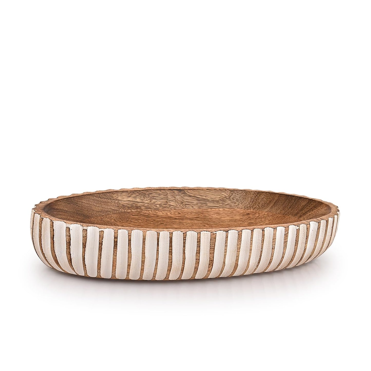 Kimona Decorative Bowl Wood Bowls Decorative Table Centerpiece, Wood Dough Bowl Farmhouse Country, Restaurant, Café (14" x 6" x 2.3")