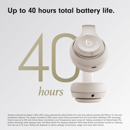 Beats Studio Pro - Wireless Bluetooth Noise Cancelling Headphones - Personalized Spatial Audio, USB-C Lossless Audio, Apple & Android Compatibility, Up to 40 Hours Battery Life - Sandstone