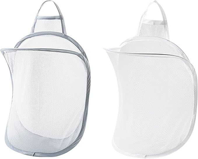 Pop-up Hanging Laundry Hamper Small Mesh Laundry Basket 2 Pack Foldable Hamper