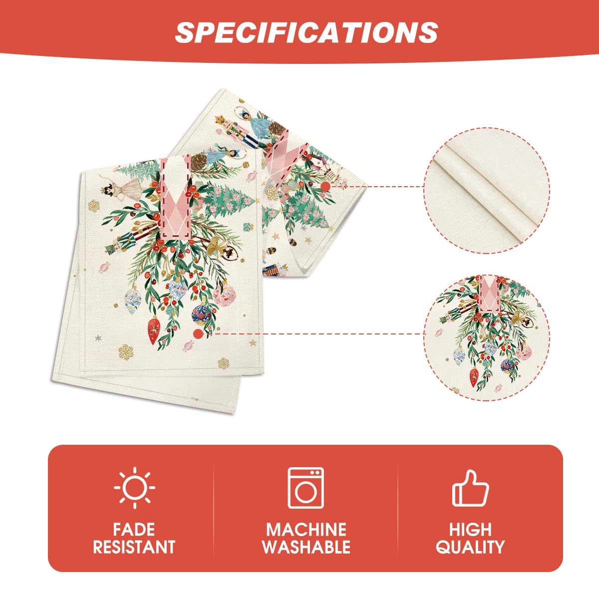 Artoid Mode Nutcracker Floral Holly Christmas Table Runner, Seasonal Winter Kitchen Dining Table Decoration for Home Party Decor 13x72 Inch