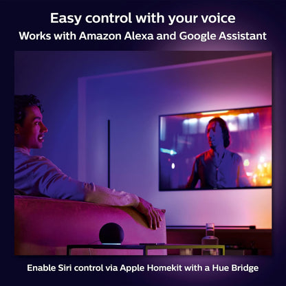 Philips Hue Signe White and Colour Ambiance Gradient Table Lamp [Black], Smart Bedroom Lighting with Bluetooth, Plug-in Lamp Works with Alexa, Google Assistant and Apple Homekit.