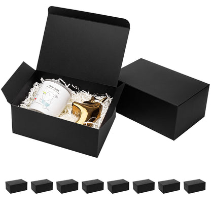 Mcfleet Black Gift Boxes with Lids 9x6x4 Inches 10 Pack Groomsmen Proposal Cardboard Craft Gift Box for Christmas, Wedding, Graduation, Holiday, Birthday Presents Packaging