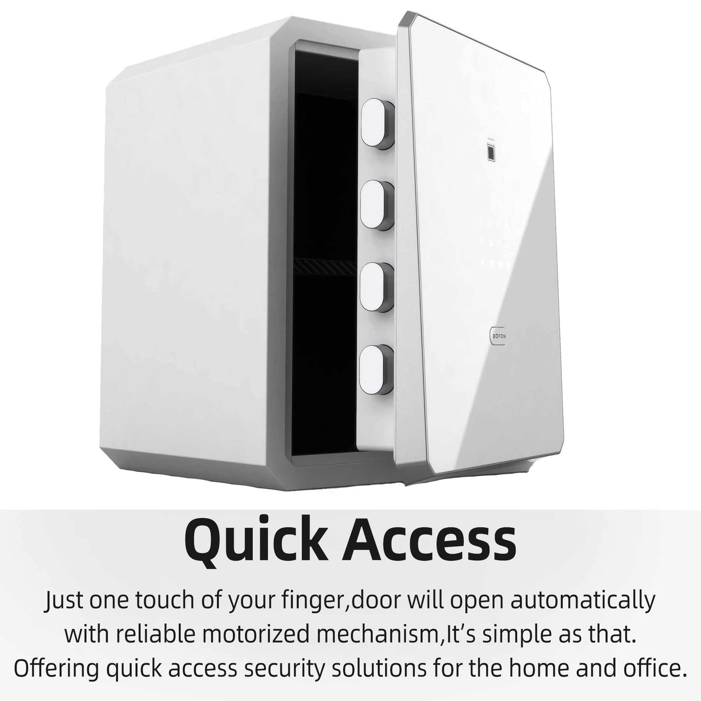 BOFON Fingerprint Smart Safe Box, Alloy Steel, Biometric Lock with Key, Alarm System, Anti-Theft, for Home Office (2.1 Cubic feet White)