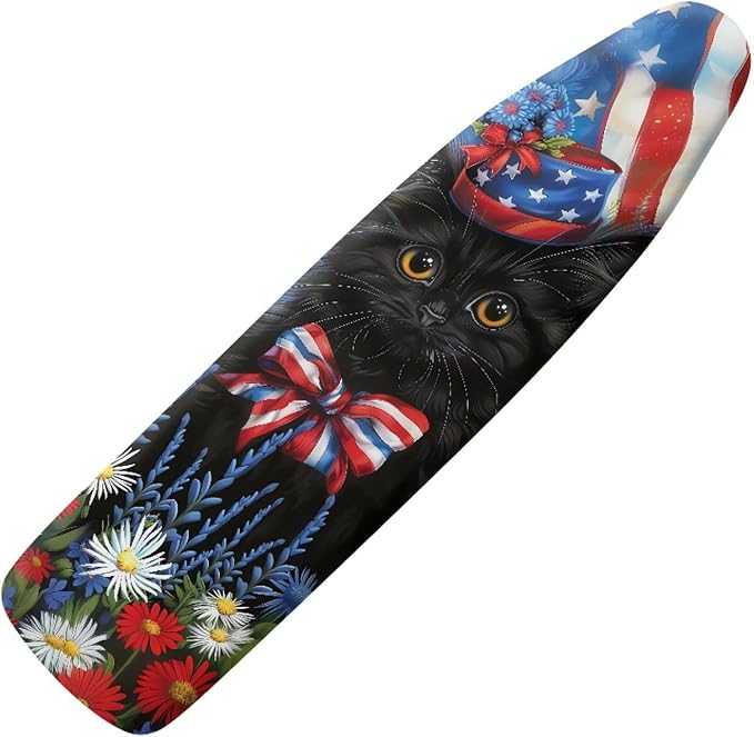 GLENLCWE American Flag Cat Ironing Board Cover Scorch Resistant Patriotic Iron