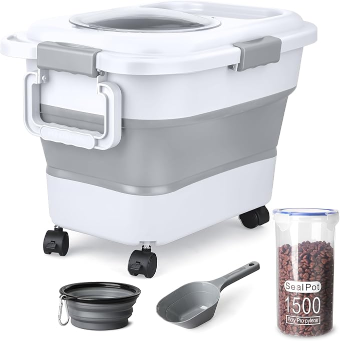 Dog Food Storage Container, 10-20 lbs Airtight Collapsible Cat Food Storage