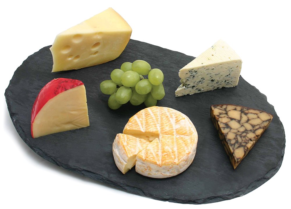 Swissmar Oval Slate Cheese Serving Board – Natural Handcrafted Slate Platter with Non-Skid Felt Pads, Elegant Charcuterie & Appetizer Tray, Easy Clean Surface 15" x 10"