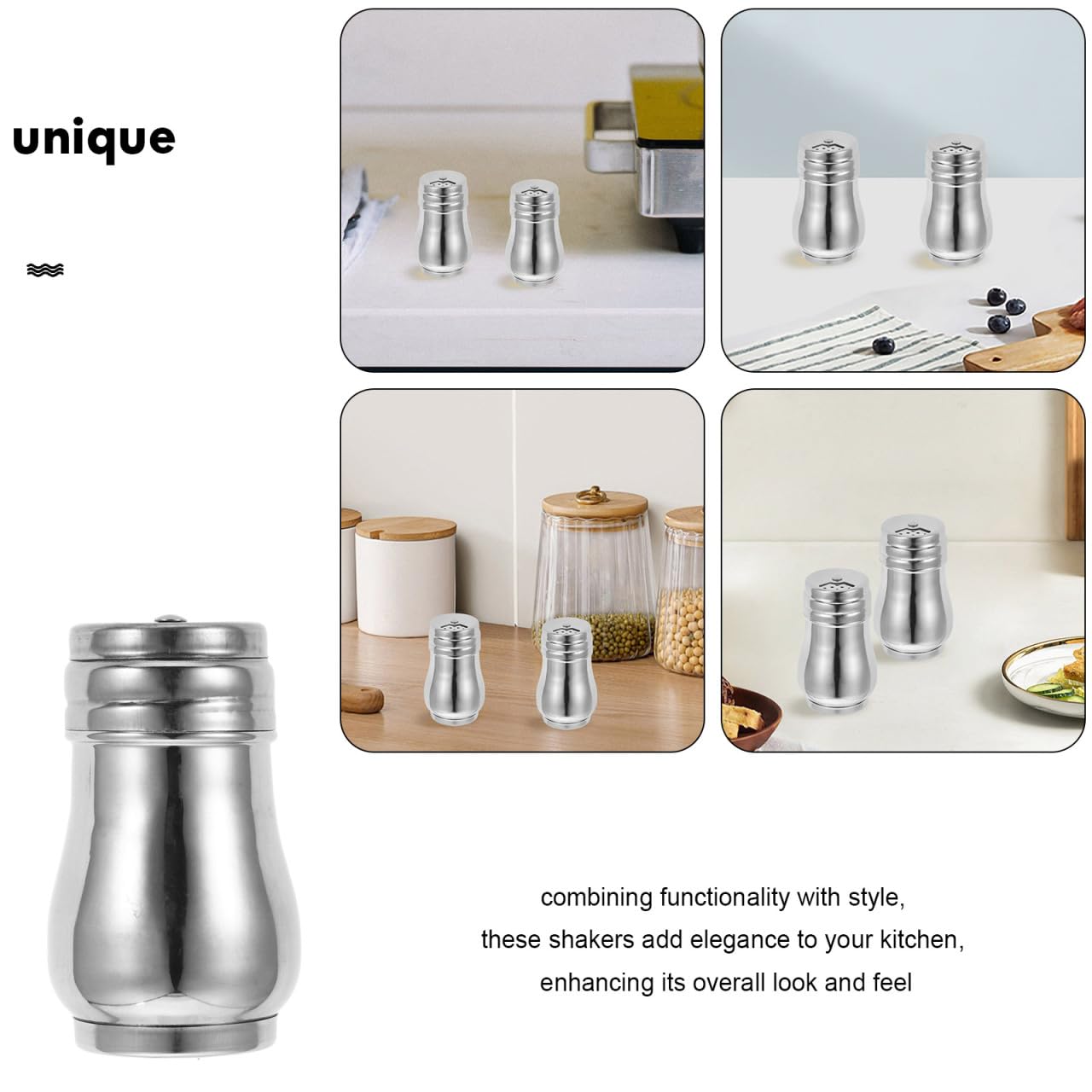 ELAYARD 2Pcs Castor Travel Shakers Mini Spice Jars Travel Salt Container Metal Salt ShakerSalt and Sugar ShakersTravelSaltShaker Mini Stainless Steel Silver