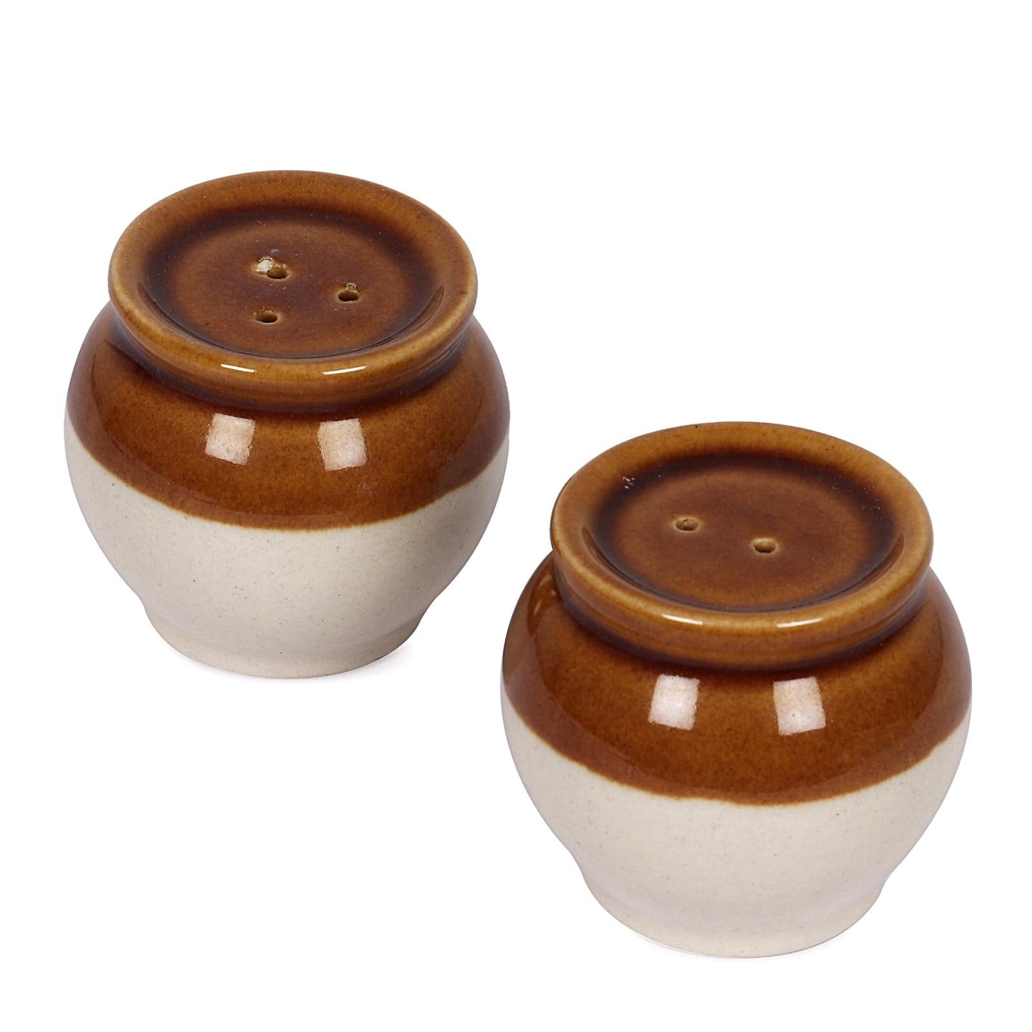 Ceramic Salt and Pepper Shaker and Dispenser with Perfect Holes, Suitable for Home, Cafe, Dining Table, Kitchen Set of 2,Matka design