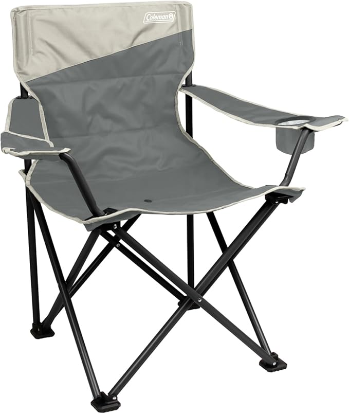 Coleman Big-N-Tall Camping Chair with Cup Holder & Side Pocket, Water-Resistant XL Outdoor Seat Supports up to 600 lbs, Great for Camping, Tailgating, Firepits, Patio, & More