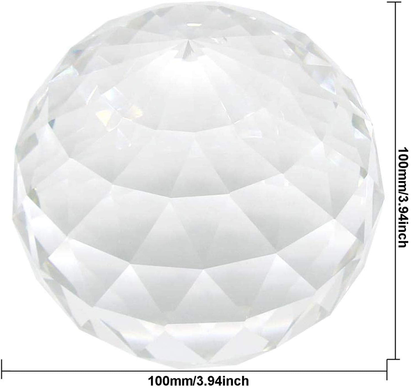 Clear Glass Crystal Ball Prism Suncatcher Rainbow Maker, Sphere Faceted Gazing Ball for Window, Feng Shui, Home Office Garden Decoration(100mm/3.94inch)