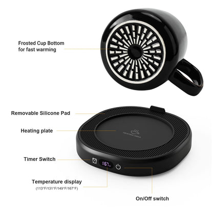 Coffee Mug Warmer & You are Awesome Mug Set, Electric Cup Warmer with Auto Shut Off, 4 Temperature Setting Smart Beverage Warmer, 8-Hours Auto Shut Off (Black Awesome Mug)