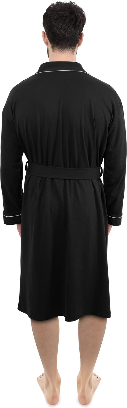 NY Threads Luxurious Men's Knit Robe Cotton Blend Dressing Gown, X-Large, Black