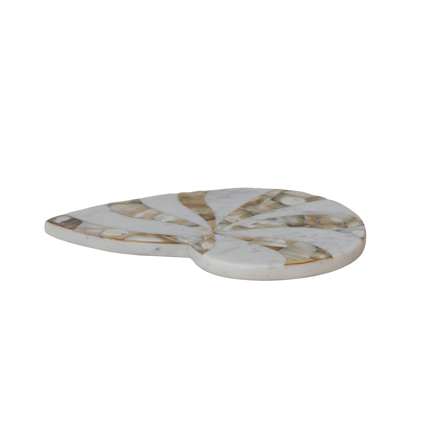 Creative Co-Op Marble Shell-Shaped Cheese Serving Board, White and Natural