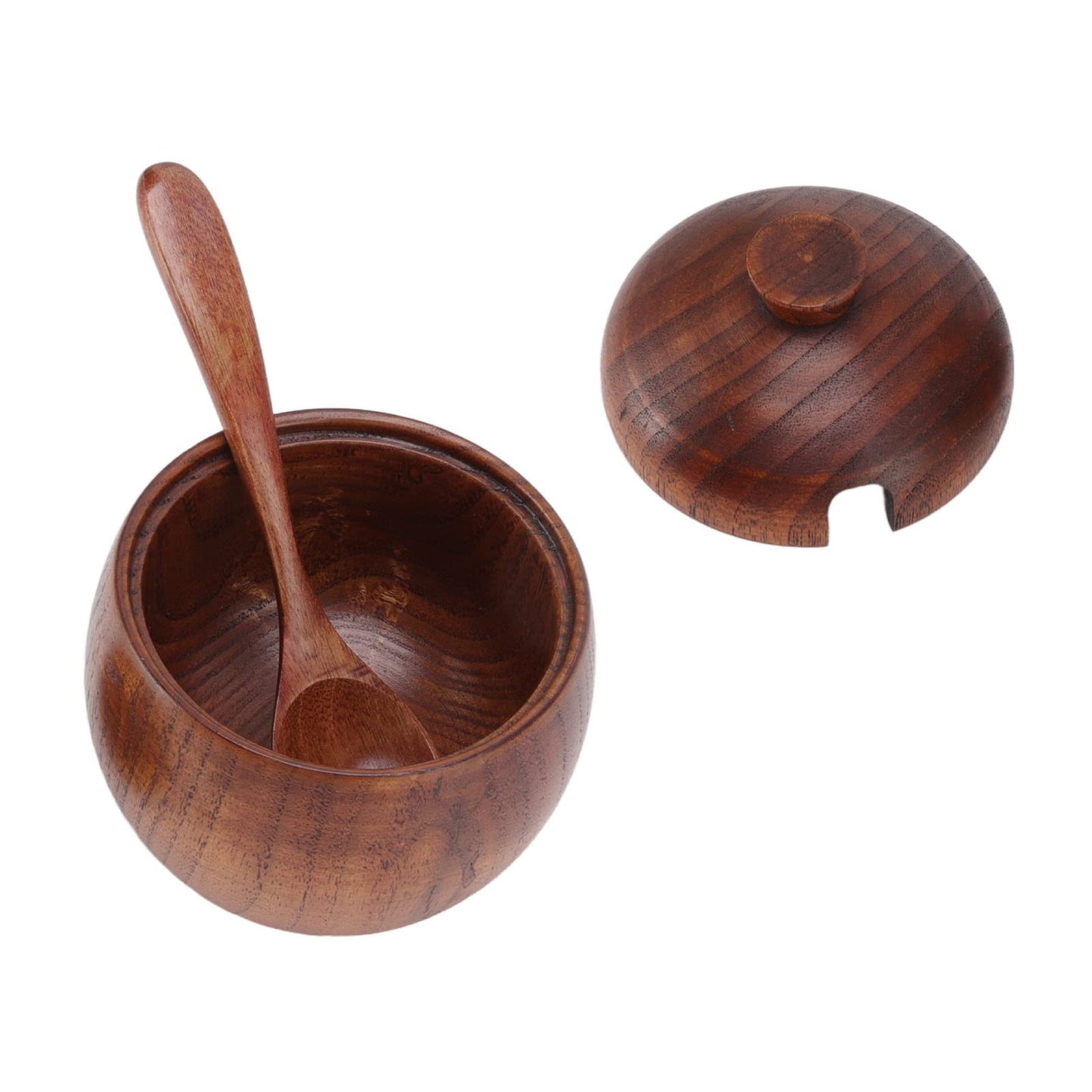 Jwthee Salt Pig, Salt Box Salt Cellar Salt Container Wood Salt Cellar with Lid and Spoon Wood Spice Jar Sugar Bowl Seasonings Storage Container for Kitchen