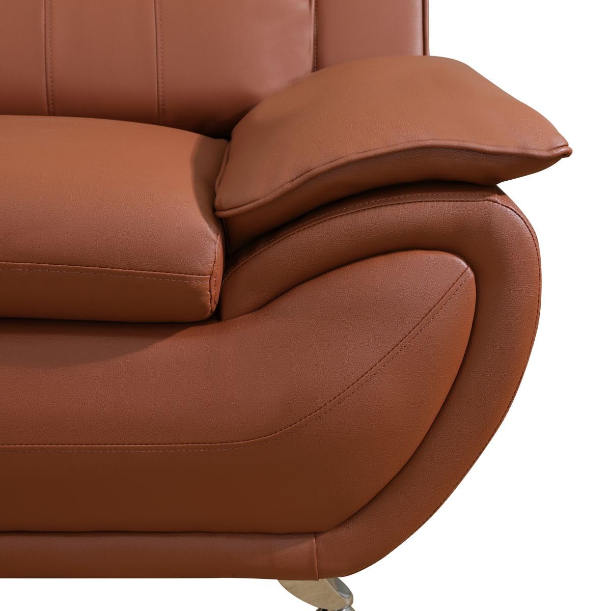 UOCFYK Lounge Comfy Faux Leather Sectional Sofa Modern Couch for Small Living Room/Dorm/Bedroom/Office/Apartment for Small Spaces, (Orange, Three-Piece)