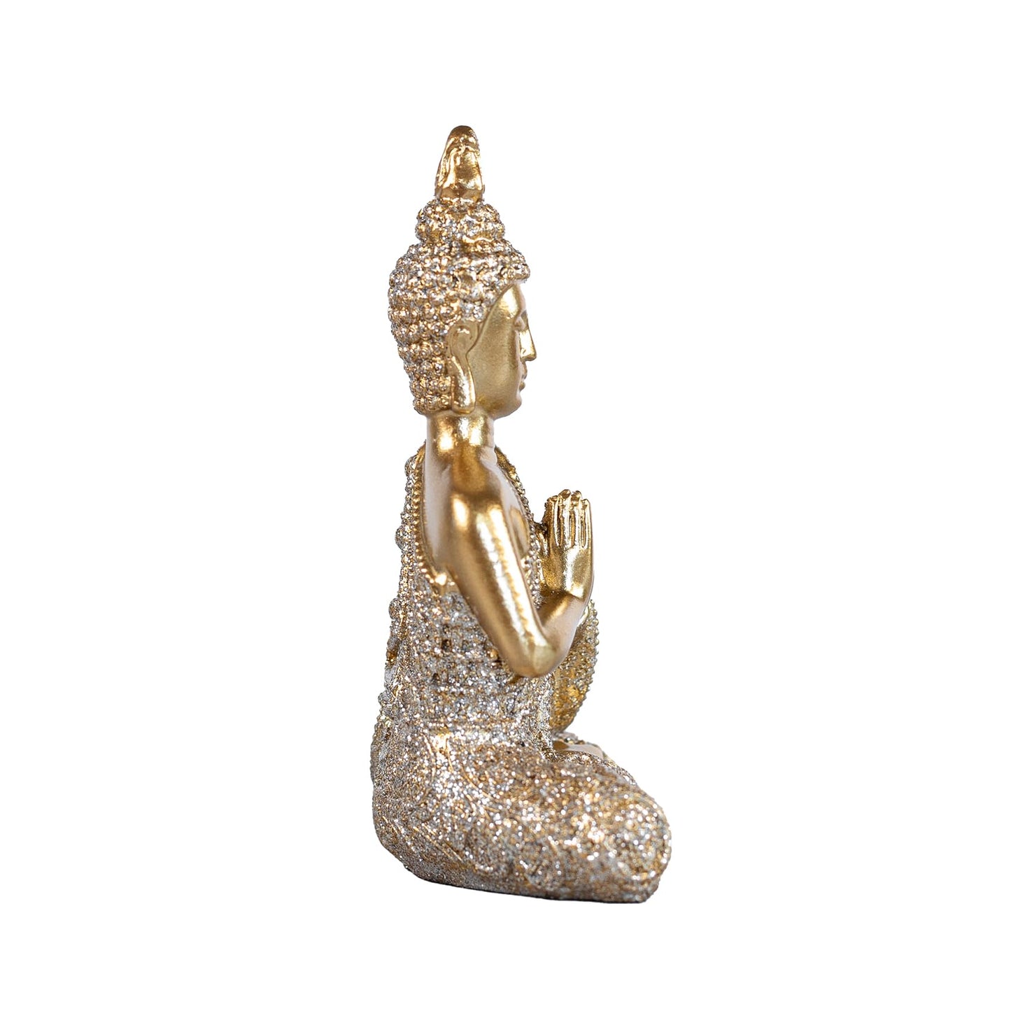 AGKZNTQP Decorative Buddha Statue, Gold Resin Meditation Figure, Crystal-Embellished