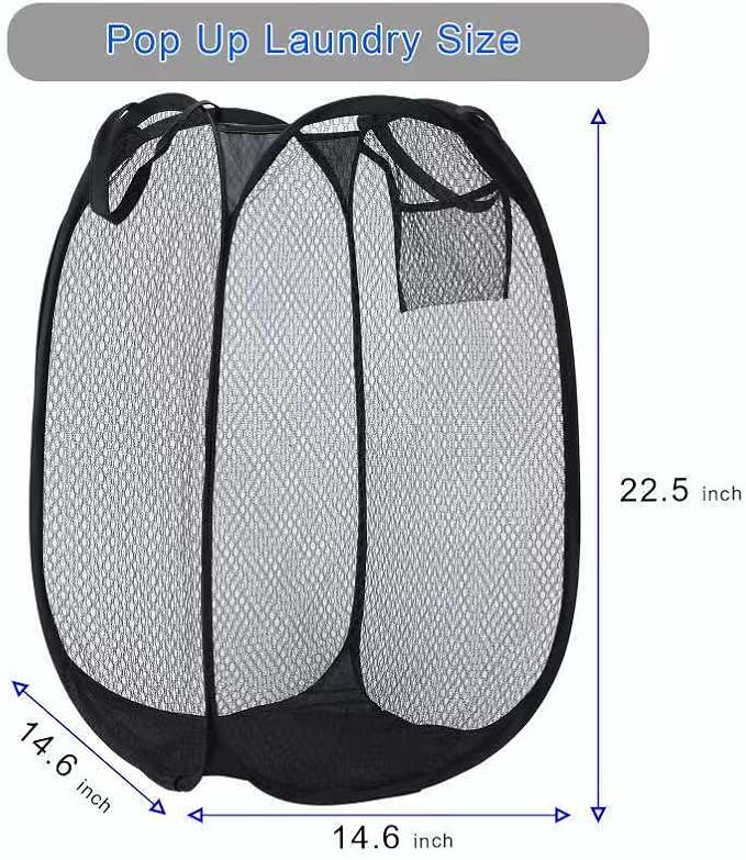 Collapsible Laundry Basket, Dirty Clothes Mesh Pop Up Hamper, Small Foldable